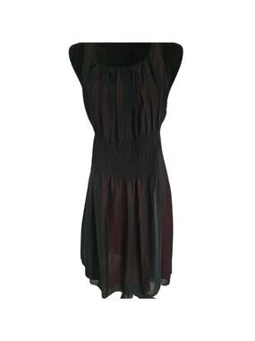 Monica Ricci Black Sheer Smocked Waist Mini Dress US 8 EU 40 UK